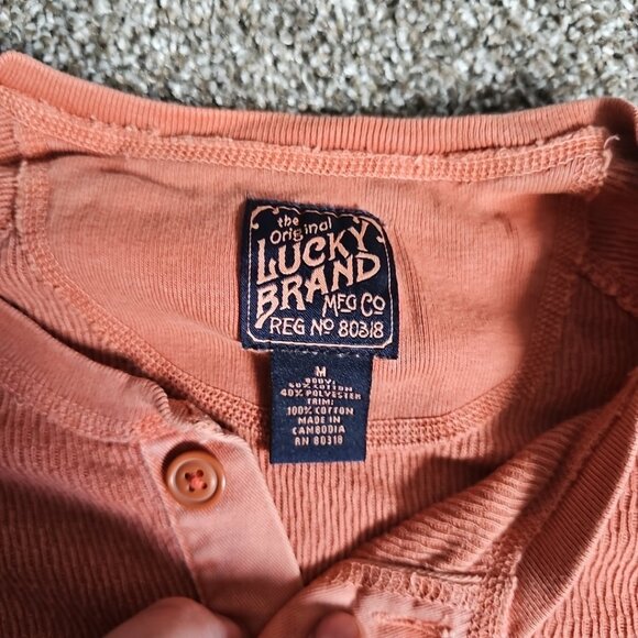 Lucky Brand Salmon Color Size Medium Cable/Waffle Knit Long Sleeve Thermal - Picture 7 of 8